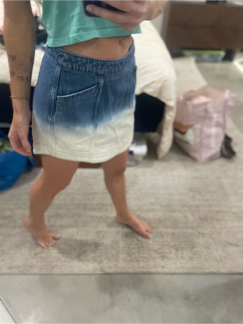Amanda Uprichard Tana Ombre Jean Mini Skirt, NWOT SML, y2k, designer, old money